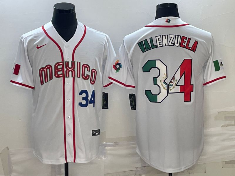Men 2023 World Cub Mexico #34 Valenzuela White Nike MLB Jersey12